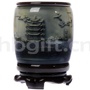 黃鶴樓紀念禮品 浮雕黃鶴樓筆筒 荊楚特色
