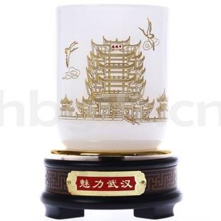 武漢特色紀念禮品 適合旅游紀念 黃鶴樓白玉筆筒 