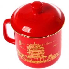 黃鶴樓紀念品 送領(lǐng)導的 黃鶴樓紅瓷辦公杯