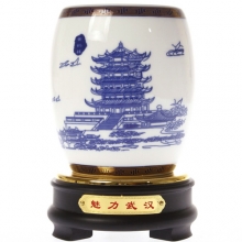 湖北文化禮品 黃鶴樓青花筆筒 武漢紀念禮品