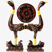 湖北紀念禮品 虎座鳥(niǎo)架鼓 楚國漆器工藝品20cm