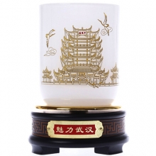 武漢特色紀念禮品 適合旅游紀念 黃鶴樓白玉筆筒 