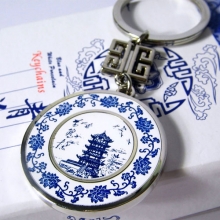 武漢小禮品 黃鶴樓紀念品 青花瓷鑰匙扣