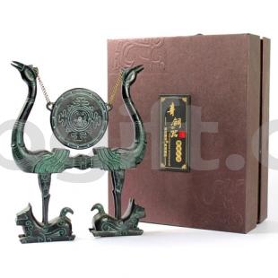 高檔禮品 適合送領(lǐng)導 老外 青銅器虎座鳥(niǎo)架鼓