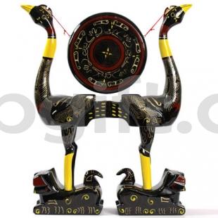 湖北禮物 送領(lǐng)導 送老外 荊楚漆器虎座鳥(niǎo)架鼓30cm