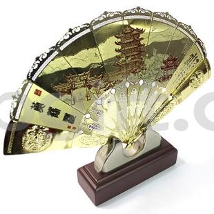 武漢文化禮品 送領(lǐng)導 送老外 黃鶴樓金扇工藝品
