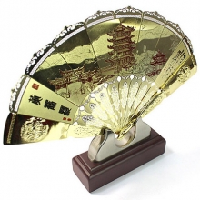 武漢文化禮品 送領(lǐng)導 送老外 黃鶴樓金扇工藝品