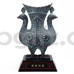 湖北特色工藝品 送領(lǐng)導 高端人士 青銅雙鳳尊