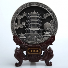 武漢禮品 黃鶴樓紀念品 黃鶴樓炭雕圓盤(pán)擺件