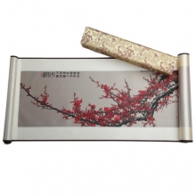 代表武漢的紀念品 武漢市花 梅花織錦掛軸...