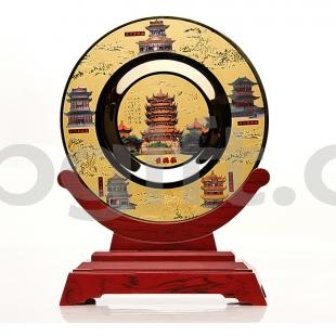武漢歷代黃鶴樓紀念金盤(pán) 鍍24K真金