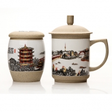 黃鶴樓紀念品 陶瓷茶葉罐 陶瓷杯