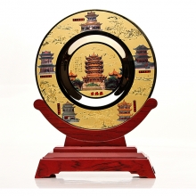 武漢歷代黃鶴樓紀念金盤(pán) 鍍24K真金