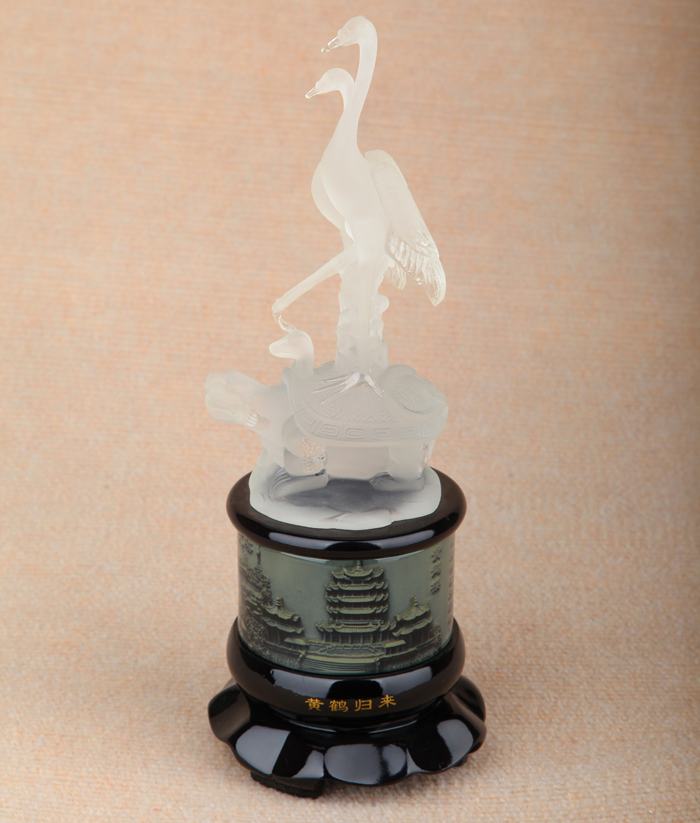 湖北武漢特色禮品 龜鶴工藝品 水晶黃鶴歸來(lái)