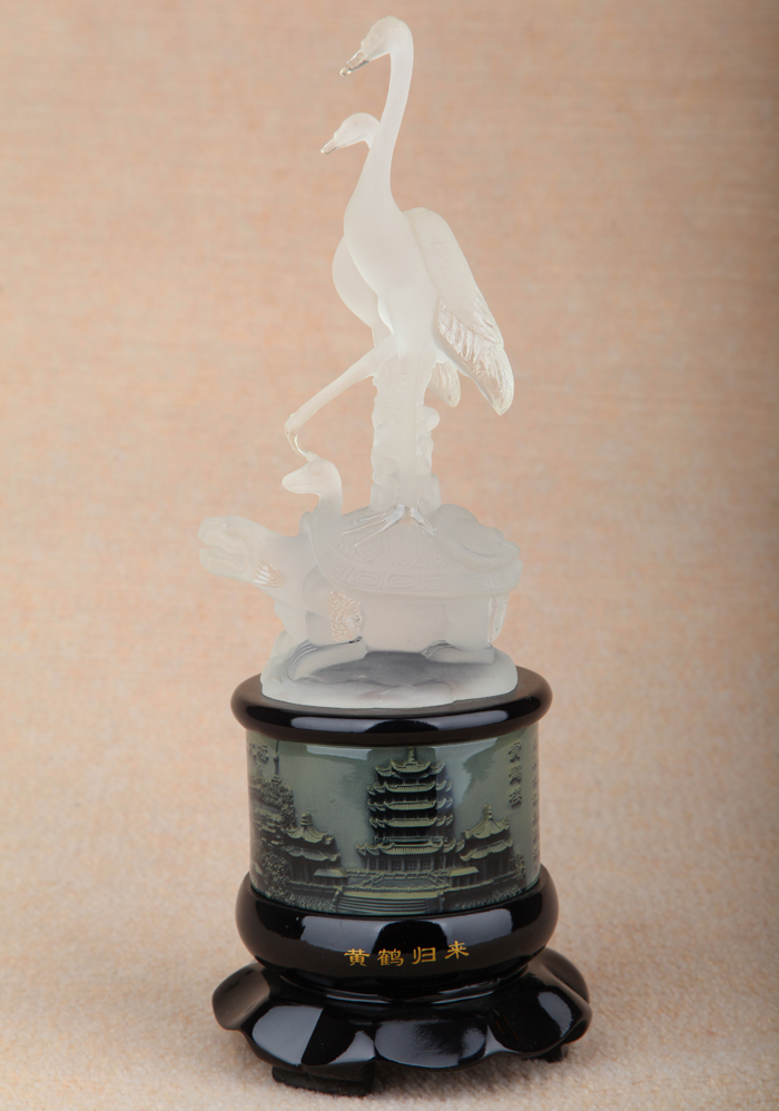湖北武漢特色禮品 龜鶴工藝品 水晶黃鶴歸來(lái)