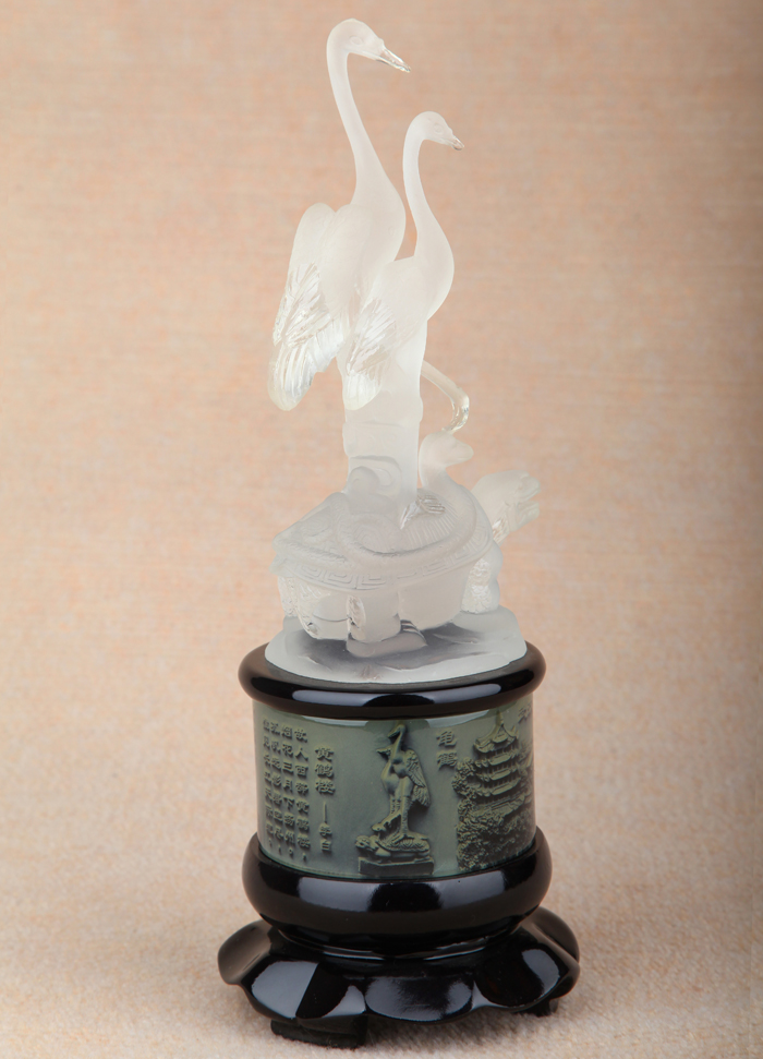 湖北武漢特色禮品 龜鶴工藝品 水晶黃鶴歸來(lái)