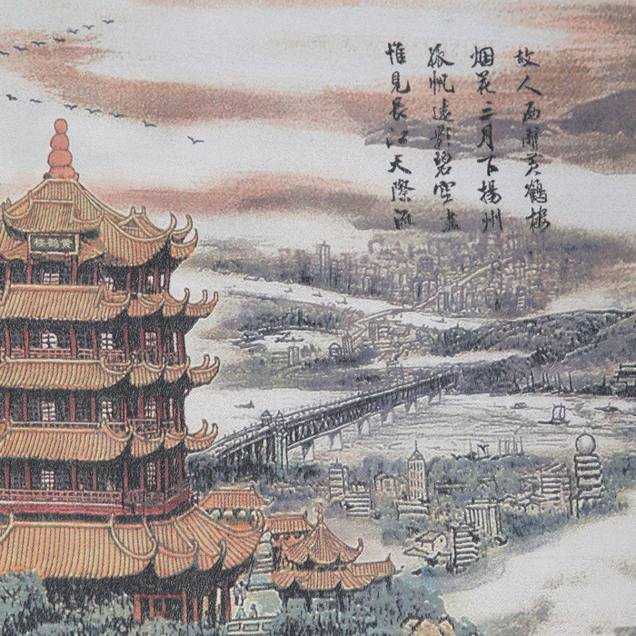 武漢禮物 代表武漢特色的黃鶴樓織錦掛軸畫(huà)