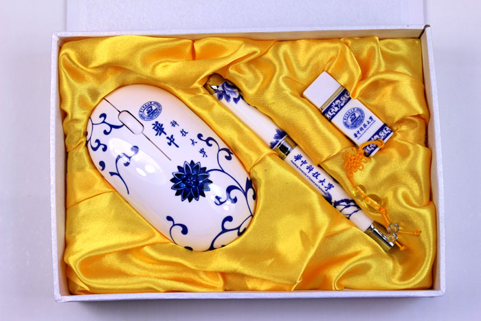 湖北禮物 華中科技大學(xué)紀念品 鼠標+真瓷筆+u盤(pán)