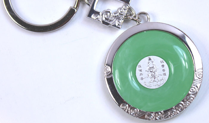 湖北禮物 歸元寺紀念品 金鑲玉鑰匙扣