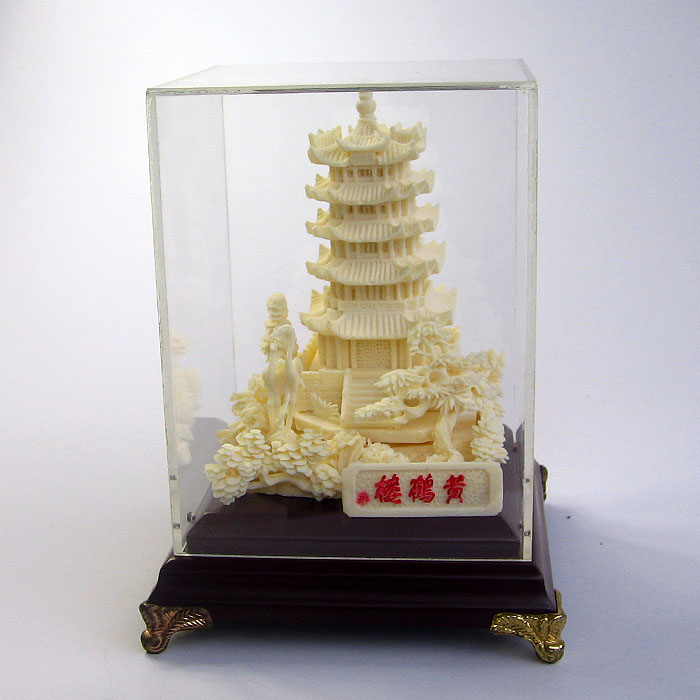 武漢黃鶴樓紀念品 骨雕黃鶴樓