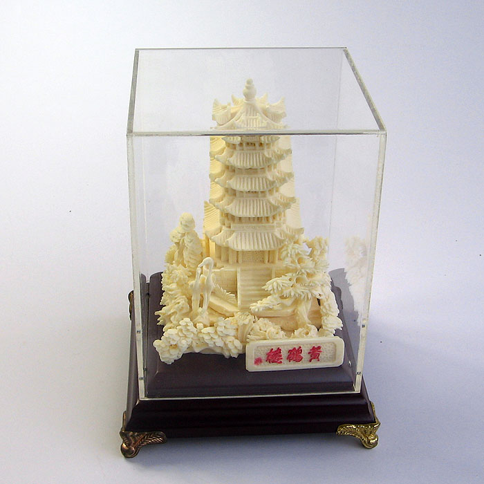 武漢黃鶴樓紀念品 骨雕黃鶴樓