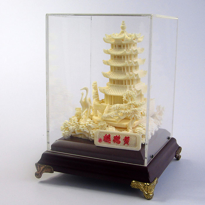 武漢黃鶴樓紀念品 骨雕黃鶴樓