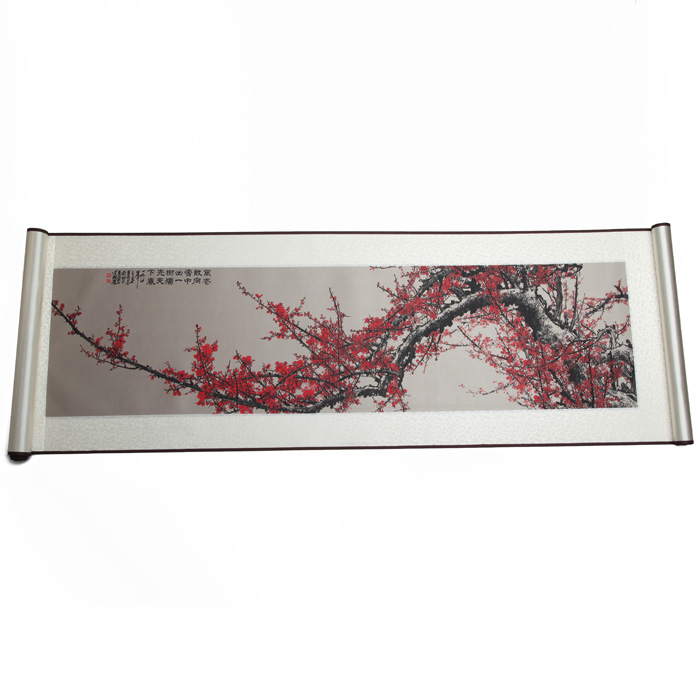 代表武漢的紀念品 武漢市花 梅花織錦掛軸畫(huà)