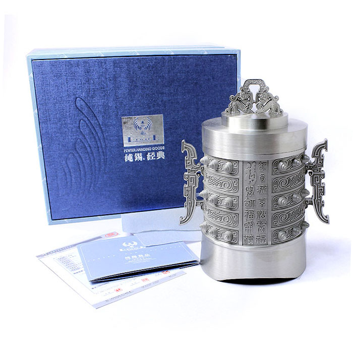 湖北高檔紀念禮品 送領(lǐng)導 純錫編鐘茶葉罐 