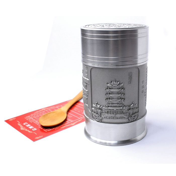武漢旅游紀念品 送外地客戶(hù)高檔禮品 純錫茶葉罐
