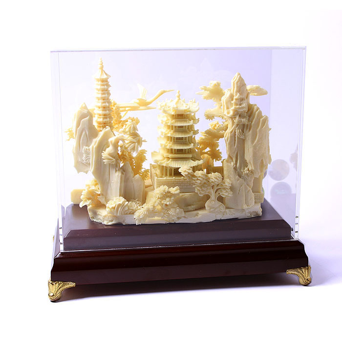 武漢骨雕工藝品 會(huì )議禮品 適合贈送外賓 黃鶴樓骨雕