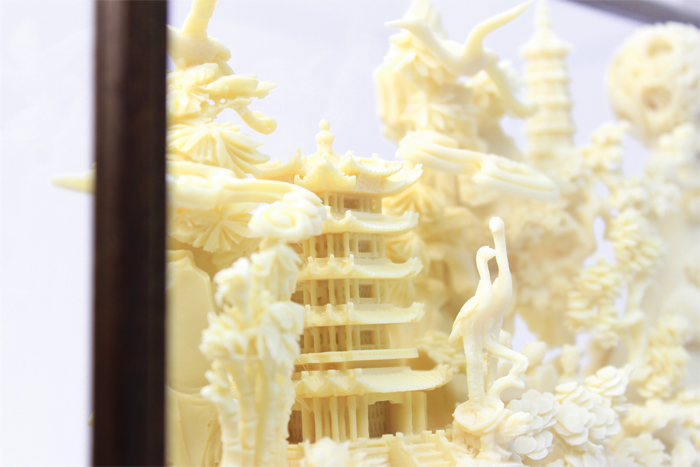 武漢紀念品黃鶴樓骨雕高檔工藝品