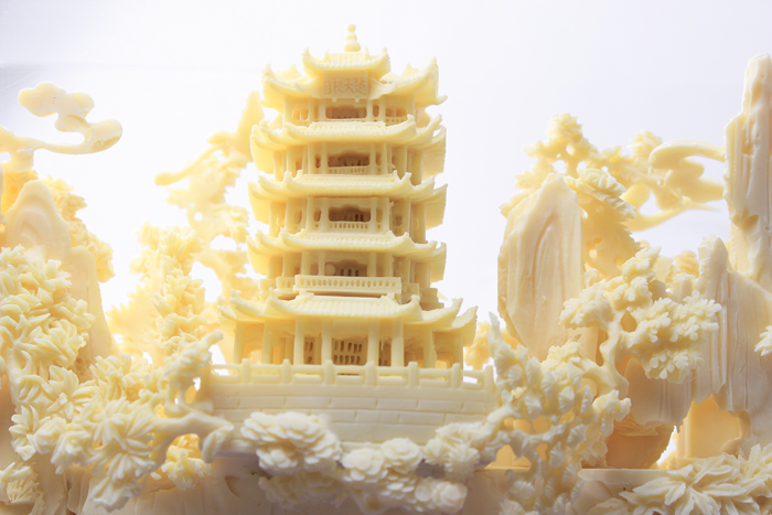 武漢紀念品黃鶴樓骨雕高檔工藝品