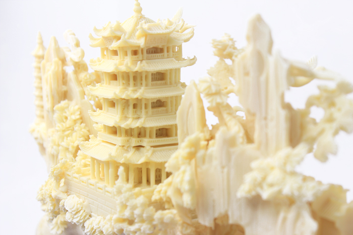 武漢紀念品黃鶴樓骨雕高檔工藝品