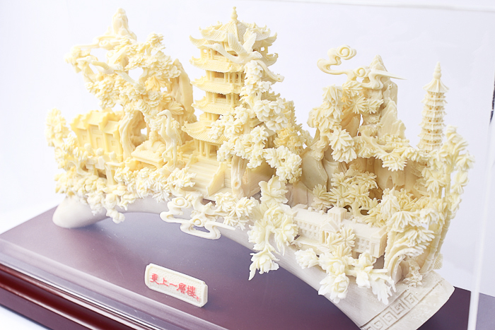 武漢紀念品黃鶴樓骨雕高檔工藝品