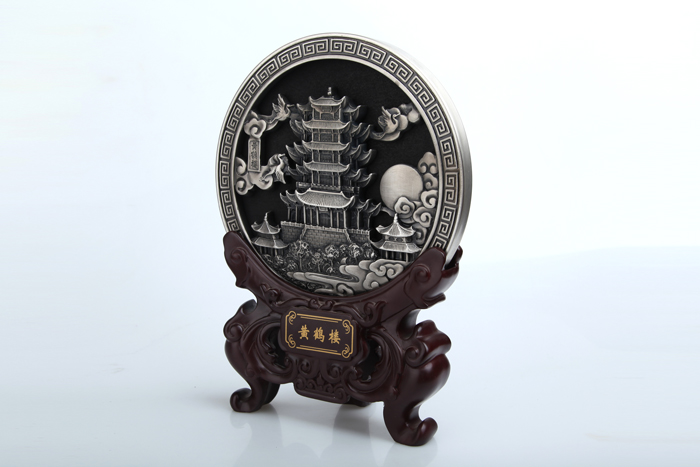 武漢禮品 黃鶴樓紀念品 黃鶴樓炭雕圓盤(pán)擺件