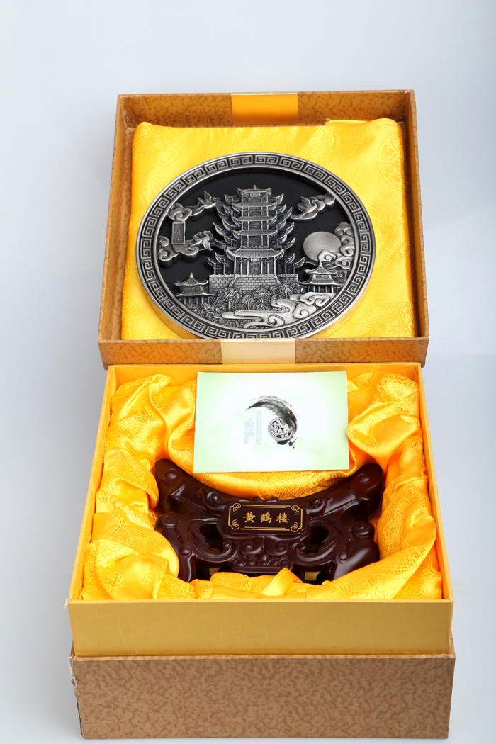 武漢禮品 黃鶴樓紀念品 黃鶴樓炭雕圓盤(pán)擺件