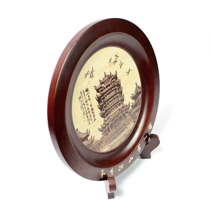 湖北文化禮品 武漢特色紀念品 送朋友 送客戶(hù) 橡木工藝盤(pán)