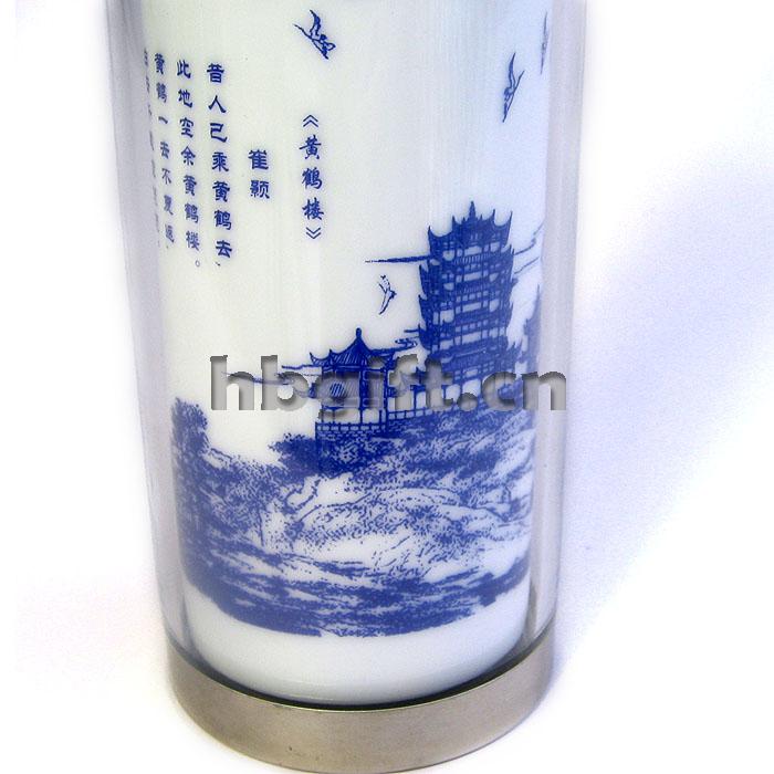 黃鶴樓紀念品 送外地朋友 青花骨瓷杯