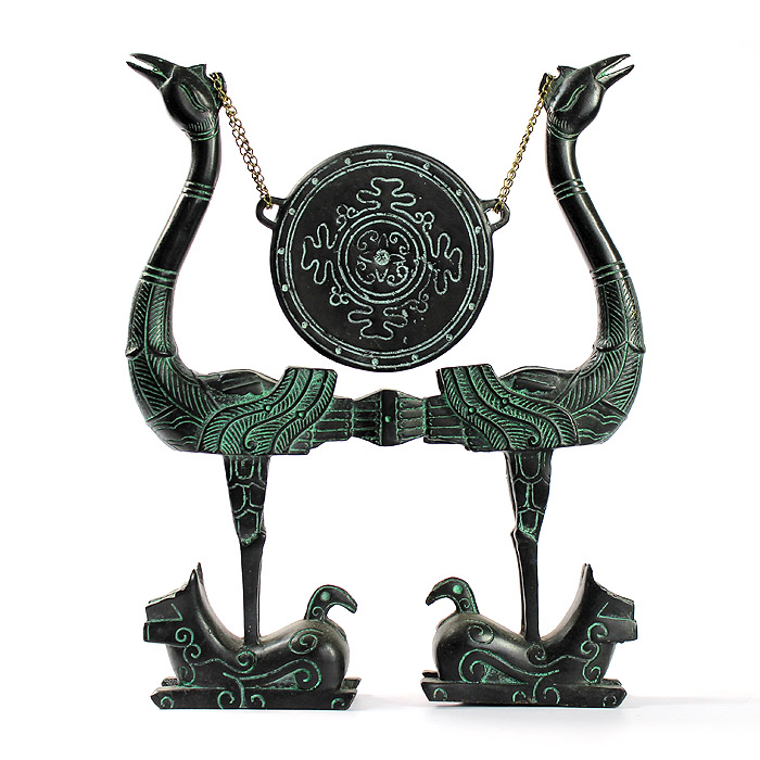高檔禮品 適合送領(lǐng)導 老外 青銅器虎座鳥(niǎo)架鼓