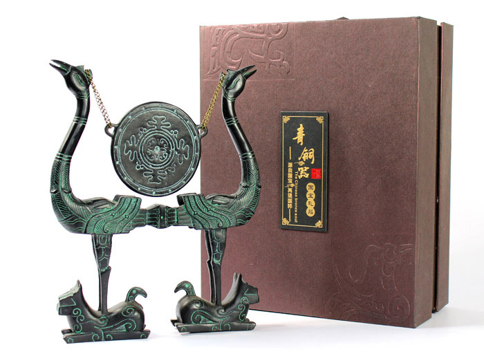 高檔禮品 適合送領(lǐng)導 老外 青銅器虎座鳥(niǎo)架鼓