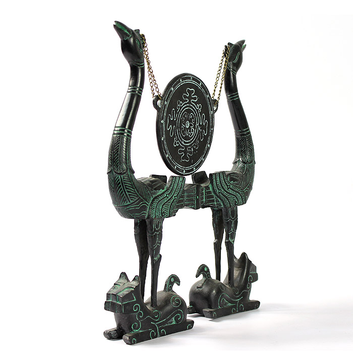 高檔禮品 適合送領(lǐng)導 老外 青銅器虎座鳥(niǎo)架鼓