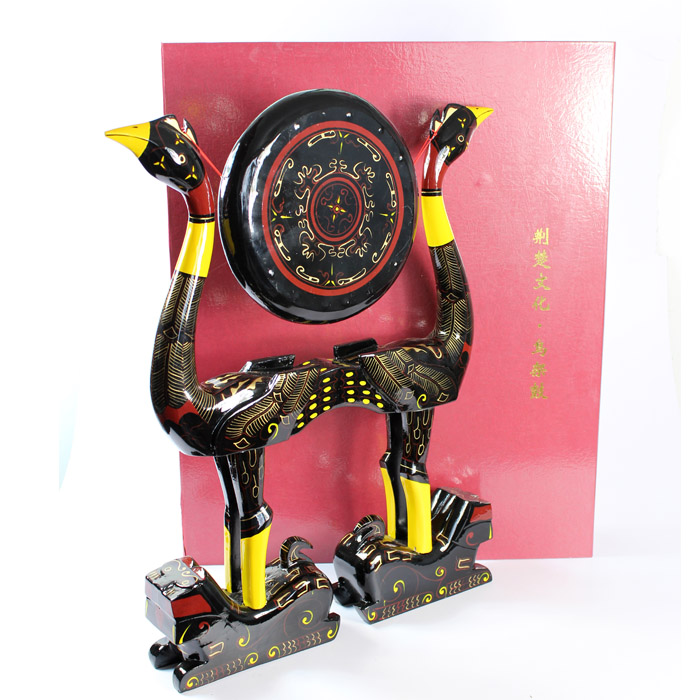 荊楚文化禮品 送領(lǐng)導 送老外 高檔漆器虎座鳥(niǎo)架鼓工藝品