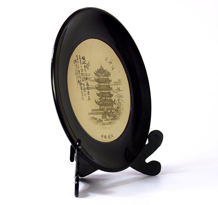 荊楚文化禮物 送朋友 送客戶(hù) 皮雕漆器工藝盤(pán)