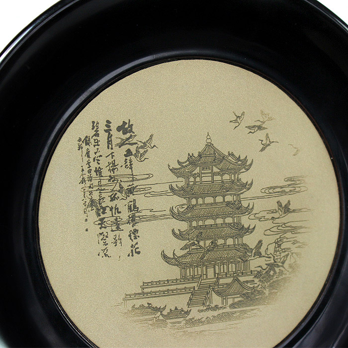 荊楚文化禮物 送朋友 送客戶(hù) 皮雕漆器工藝盤(pán)