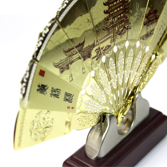 武漢文化禮品 送領(lǐng)導 送老外 黃鶴樓金扇工藝品