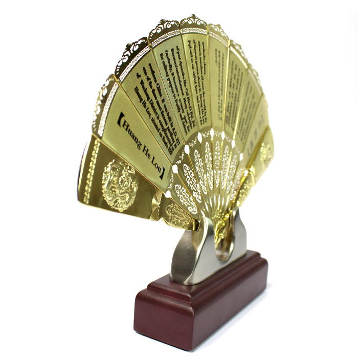 武漢文化禮品 送領(lǐng)導 送老外 黃鶴樓金扇工藝品
