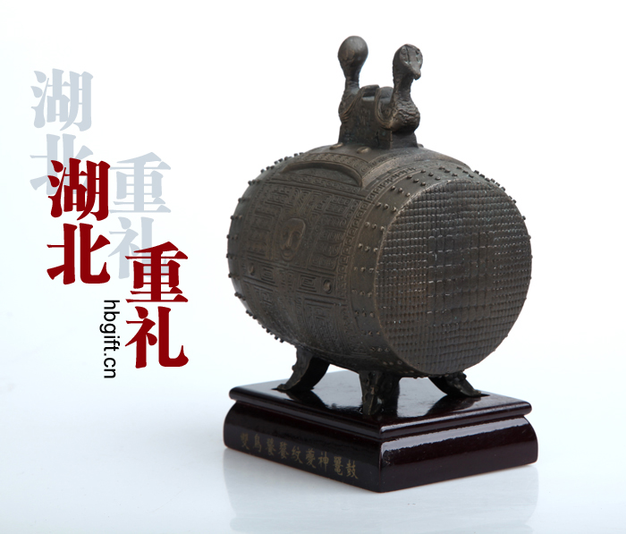 湖北工藝品 高端禮品 商代饕餮紋銅鼓青銅工藝品