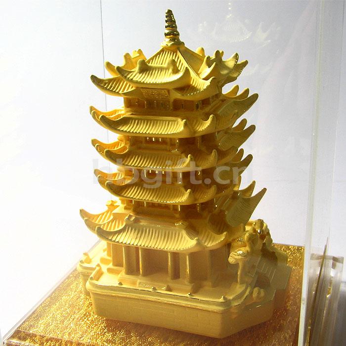 武漢紀念品 送外地客戶(hù) 絨沙金立體黃鶴樓
