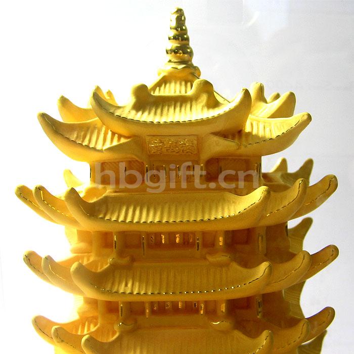 武漢紀念品 送客戶(hù) 絨沙金立體黃鶴樓