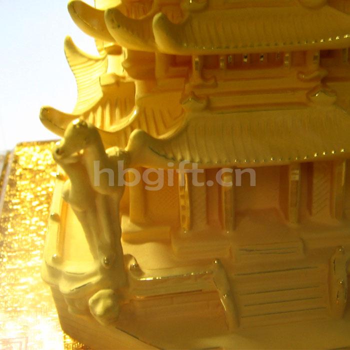 武漢紀念品 送首長(cháng) 絨沙金立體黃鶴樓